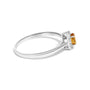 Anillo de halo con piedra natal ovalada de 5x3mm y detalle de diamante en oro blanco de 10K, foto 19