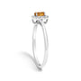 Anillo de halo con piedra natal ovalada de 5x3mm y detalle de diamante en oro blanco de 10K, foto 52