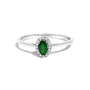 Anillo de halo con piedra natal ovalada de 5x3mm y detalle de diamante en oro blanco de 10K, foto 7