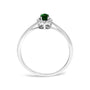 Anillo de halo con piedra natal ovalada de 5x3mm y detalle de diamante en oro blanco de 10K, foto 62