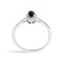 Anillo de halo con piedra natal ovalada de 5x3mm y detalle de diamante en oro blanco de 10K, foto 61