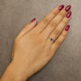 Anillo de halo con piedra natal ovalada de 5x3mm y detalle de diamante en oro blanco de 10K, foto 28