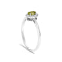 Anillo de halo con piedra natal ovalada de 5x3mm y detalle de diamante en oro blanco de 10K, foto 49