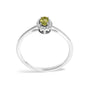 Anillo de halo con piedra natal ovalada de 5x3mm y detalle de diamante en oro blanco de 10K, foto 60