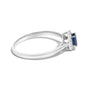 Anillo de halo con piedra natal ovalada de 5x3mm y detalle de diamante en oro blanco de 10K, foto 12
