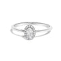 Anillo de halo con piedra natal ovalada de 5x3mm y detalle de diamante en oro blanco de 10K, foto 2