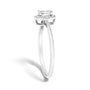 Anillo de halo con piedra natal ovalada de 5x3mm y detalle de diamante en oro blanco de 10K, foto 46
