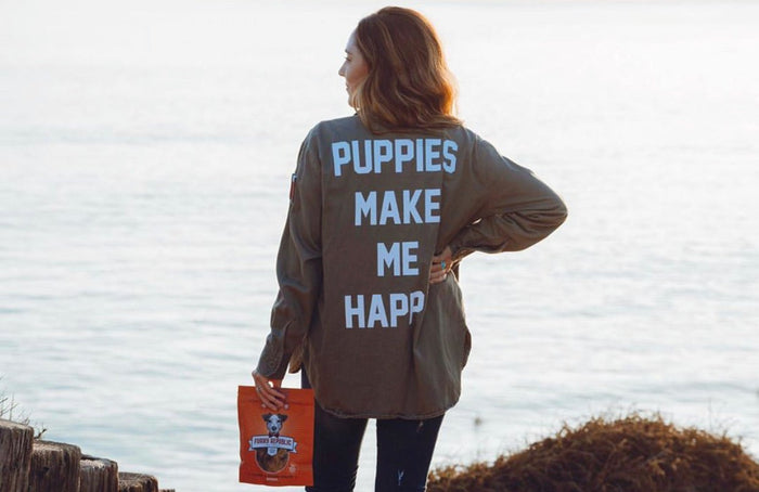 Puppies Make Me Happy Military Button-Up Shirt