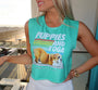 Puppies & Yoga Crop Tank in teal