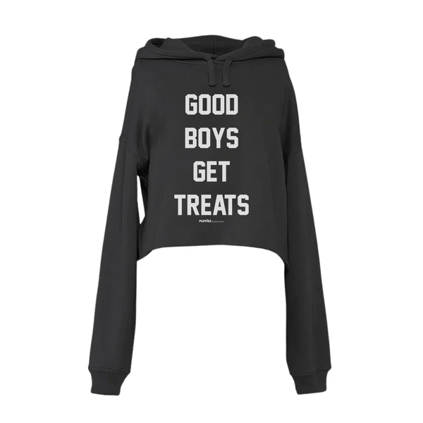Good Boys Get Treats Crop Hoodie in black