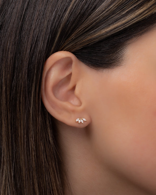 14K Gold 4 Marquise Diamond Stud Earrings, photo 2
