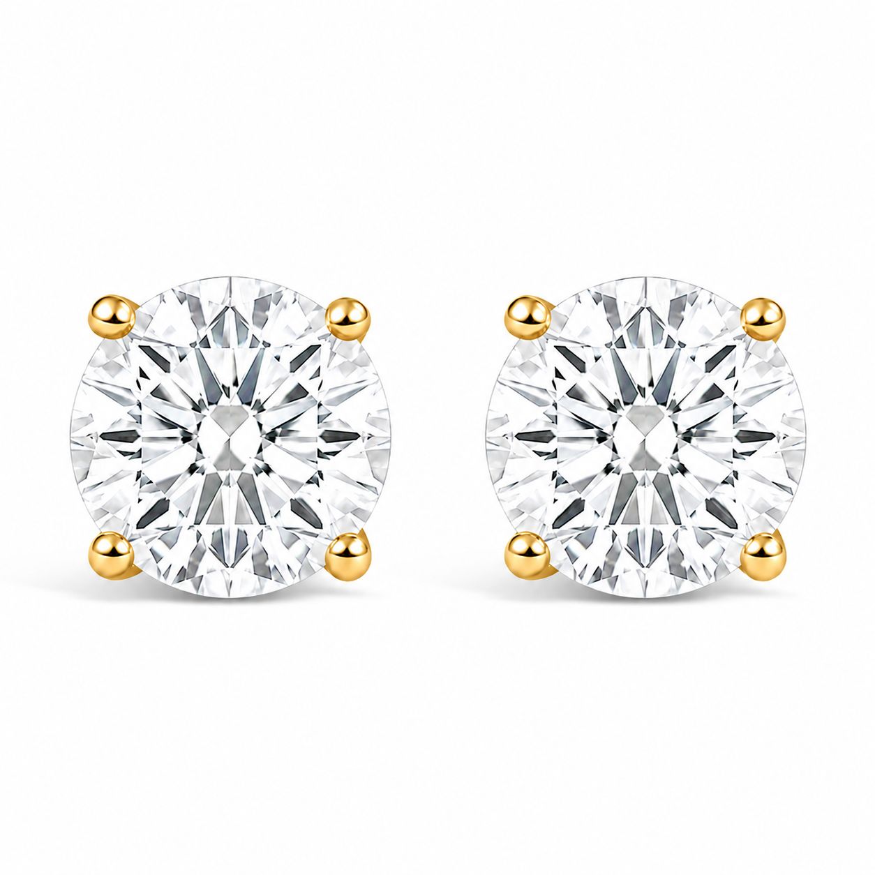 IGI Certified Lab-Grown Diamond Solitaire Stud Earrings in 14K Gold, photo 1