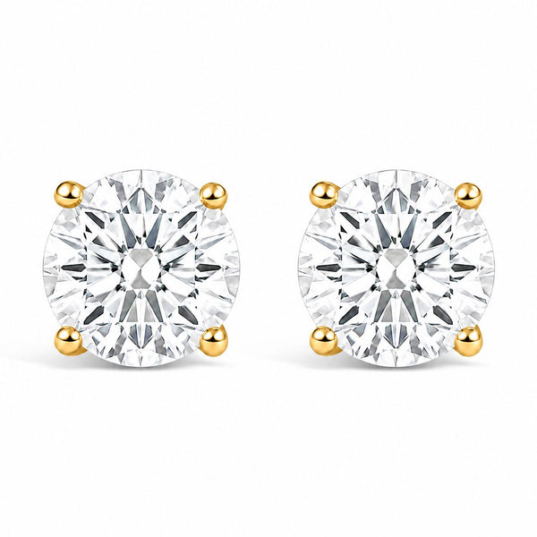 IGI Certified Lab-Grown Diamond Solitaire Stud Earrings in 14K Gold, photo 1