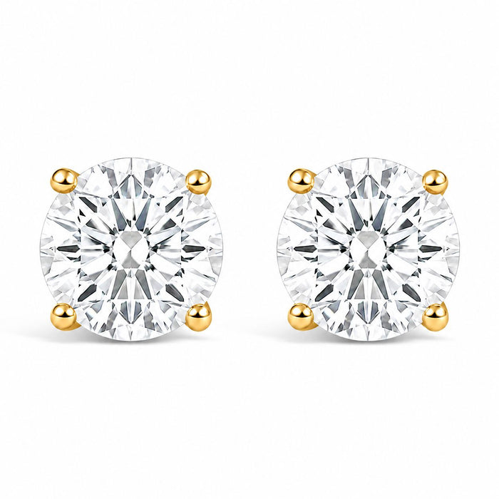 IGI Certified Lab-Grown Diamond Solitaire Stud Earrings in 14K Gold, photo 1