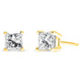 Aretes de botón certificados con diamantes talla princesa de pureza mejorada de 0.50 ct. p.t. en oro amarillo de 14K, foto 1