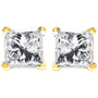 Aretes de botón certificados con diamantes talla princesa de pureza mejorada de 0.50 ct. p.t. en oro amarillo de 14K, foto 2
