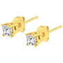 Aretes de botón solitario clásicos de 4 garras con diamantes casi incoloros de 1/5 ct. p.t. en oro amarillo de 14K, foto 5