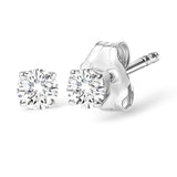 Aretes de botón con diamantes de 1 ct. p.t. certificados por AGS, color F-G y pureza SI2-I1 en oro blanco de 14K