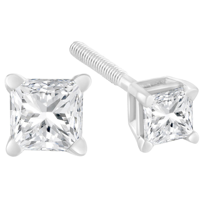 Aretes de botón solitario con diamantes de 1 ct. p.t. certificados AGS y cierre de rosca en oro blanco de 18K, foto 4