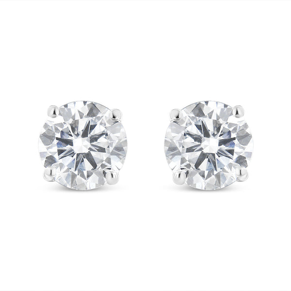 1 1/2 Ct. T.W. Round Brilliant-Cut Diamond Classic 4-Prong Stud Earrings with Screw Backs in 14K White Gold, photo 1