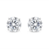 Aretes de botón solitario con diamantes de 1.5 ct. p.t. en oro blanco de 14K