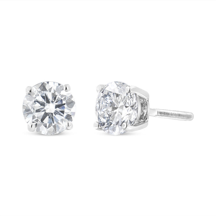 1 1/2 Ct. T.W. Round Brilliant-Cut Near Colorless Diamond Classic 4-Prong Stud Earrings with Screw Backs in 14K White Gold, photo 2