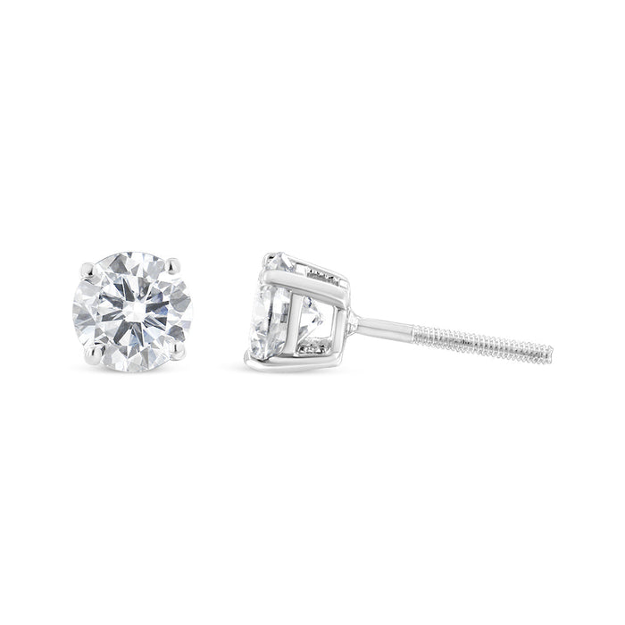 1 1/2 Ct. T.W. Round Brilliant-Cut Near Colorless Diamond Classic 4-Prong Stud Earrings with Screw Backs in 14K White Gold, photo 4