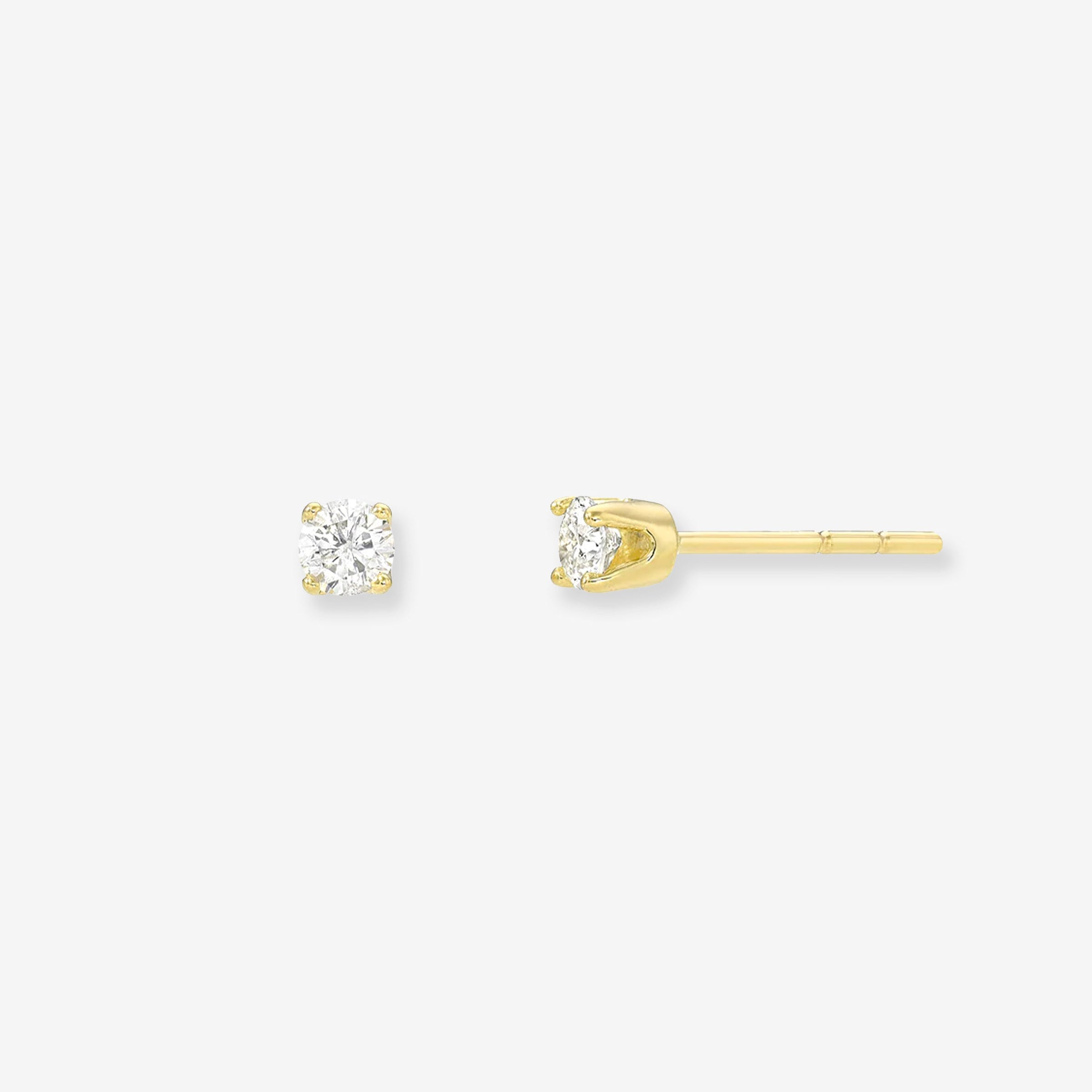 14K Gold 4 Prong Diamond Stud Earrings, photo 1