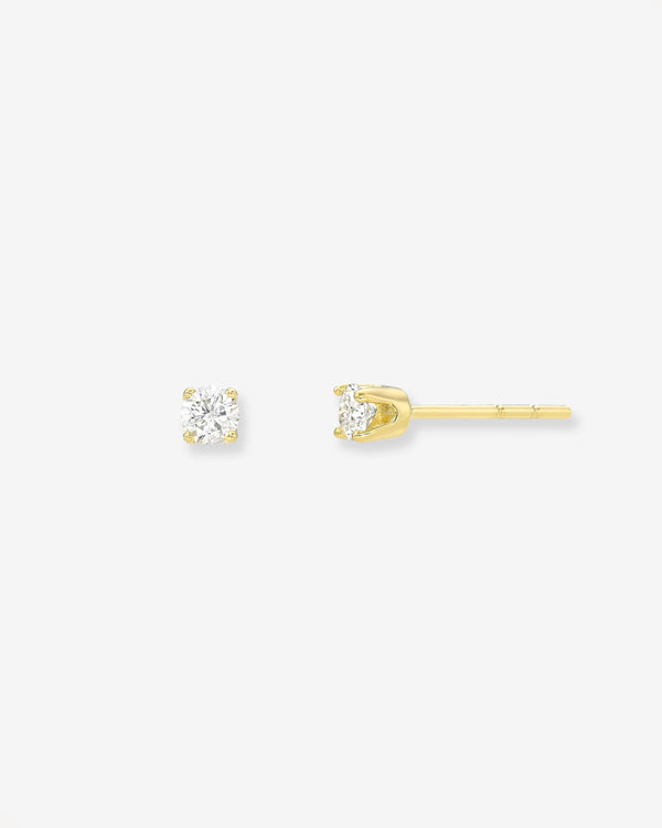 Aretes de botón de diamante de 4 garras en oro de 14K, foto 1