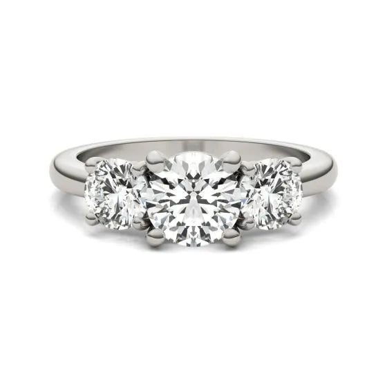 Anillo de tres piedras con diamantes cultivados en laboratorio de 2 CTW en oro blanco de 14K, foto 5