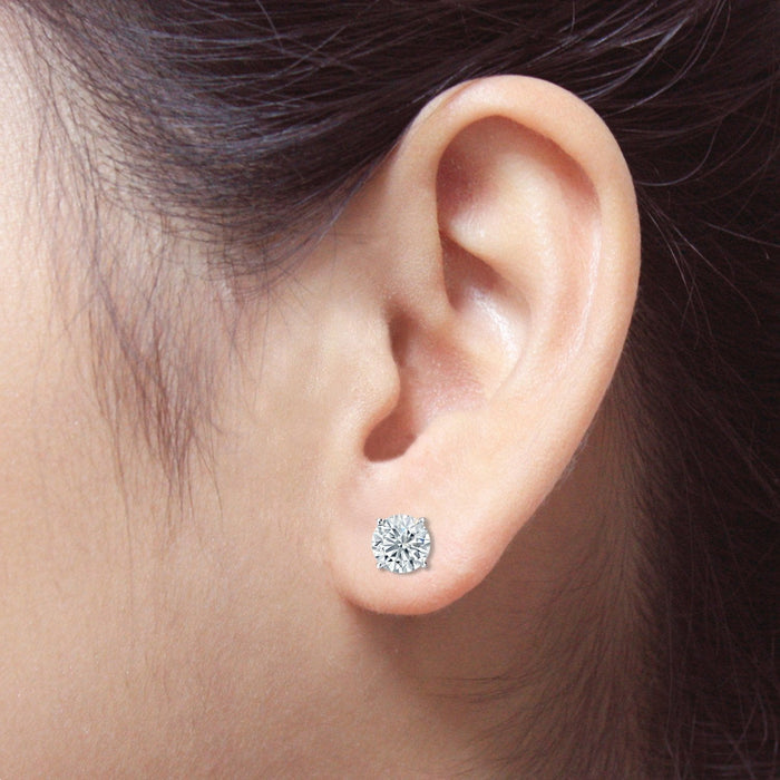 Aretes de botón con diamantes redondos cultivados en laboratorio de 3.00 CTW en oro de 14K, foto 10