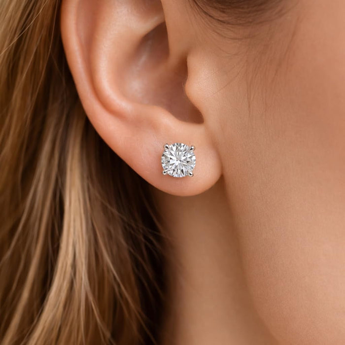 Aretes de botón con diamantes cultivados en laboratorio color G de 2.00 CTW en oro de 14K, foto 8