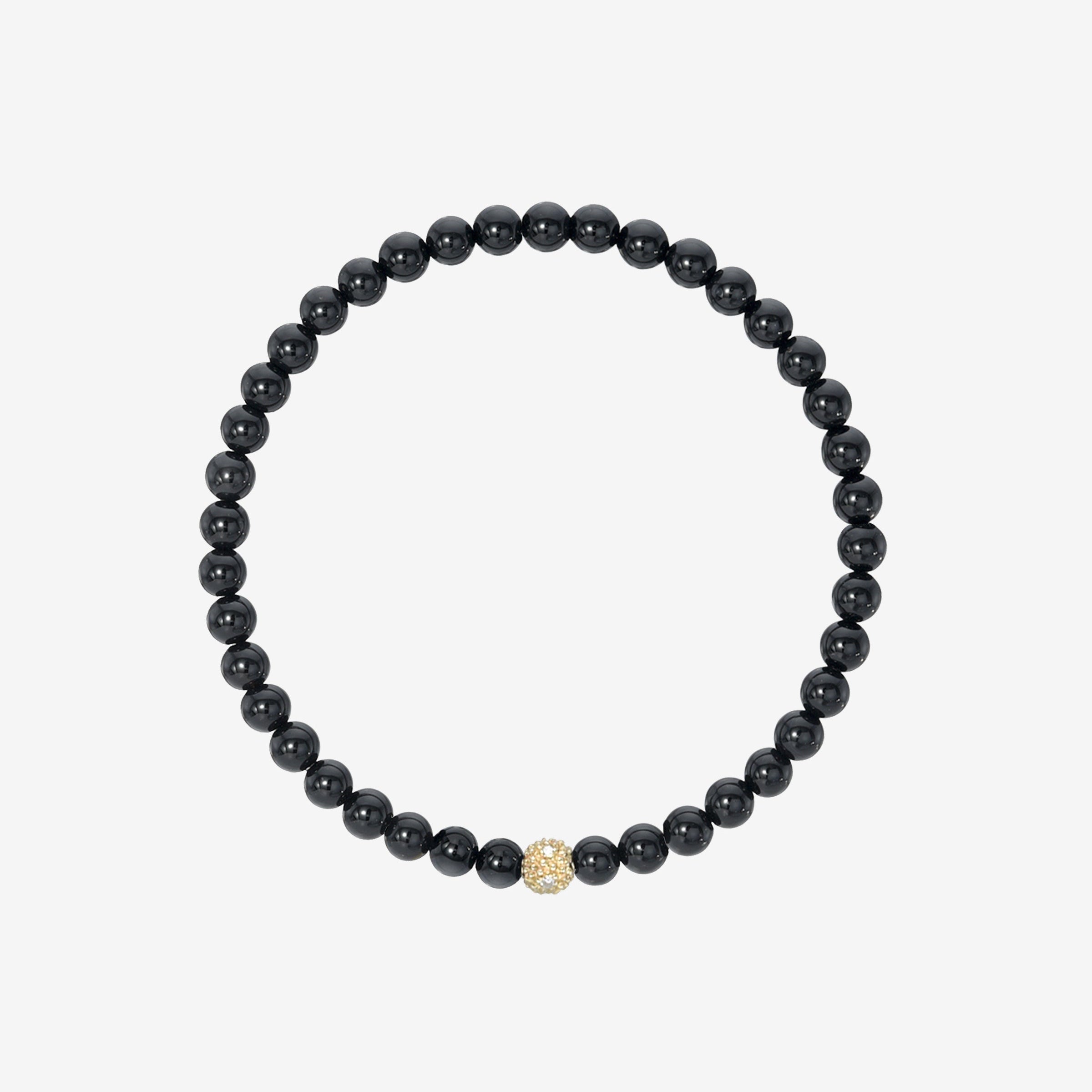 4mm Black Onyx and Diamond Bead Bracelet, photo 1
