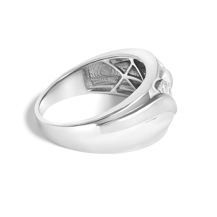 Anillo de banda de 3 piedras para hombre con diamantes de 1/2 ct. p.t. y engaste de canal en plata de ley, foto 2