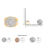 Anillo de sello para hombre de racimo y halo con diamantes de 1 1/2 ct. p.t. en oro amarillo de 10K, foto 6