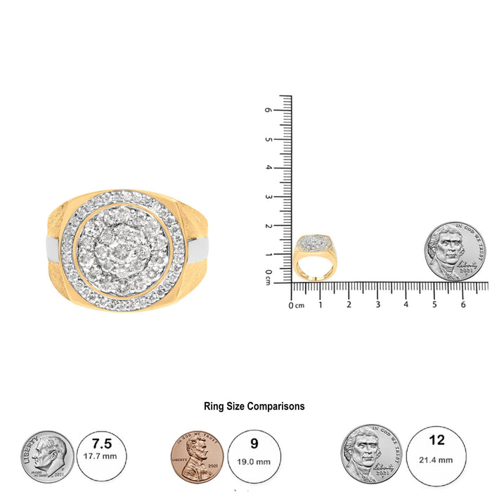 Anillo de sello para hombre de racimo y halo con diamantes de 1 1/2 ct. p.t. en oro amarillo de 10K, foto 6