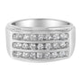 Anillo de banda para hombre con diamantes en canal de 1 ct. p.t. en oro blanco de 14K, color H-I, claridad SI2-I1, foto 1