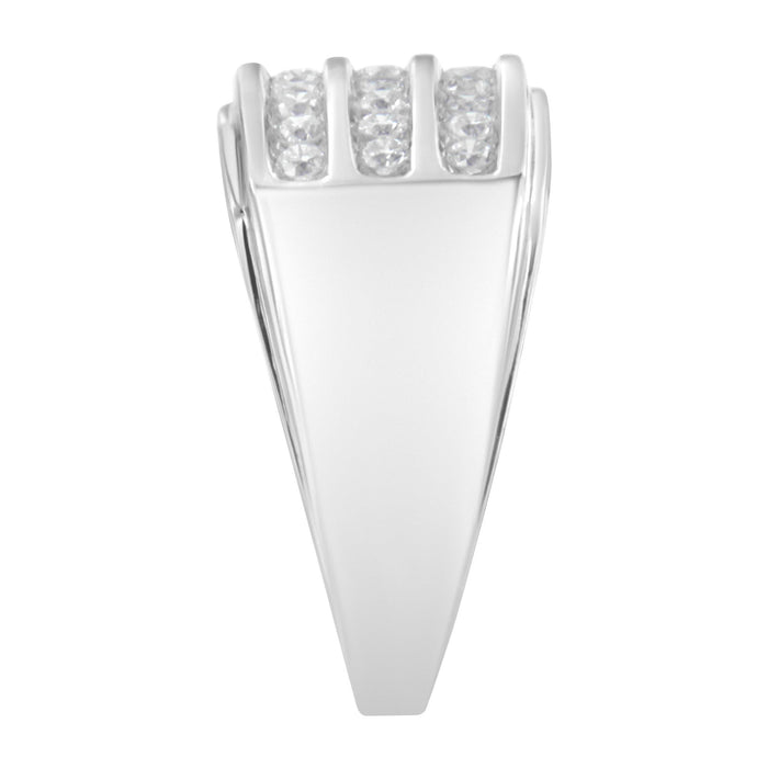 Anillo de banda para hombre con diamantes en canal de 1 ct. p.t. en oro blanco de 14K, color H-I, claridad SI2-I1, foto 5