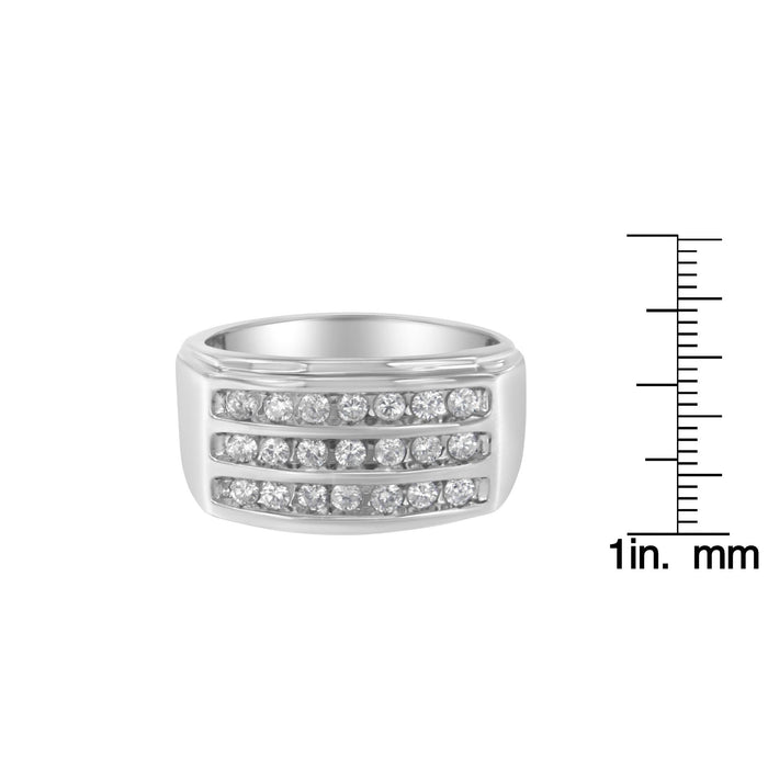 Anillo de banda para hombre con diamantes en canal de 1 ct. p.t. en oro blanco de 14K, color H-I, claridad SI2-I1, foto 6