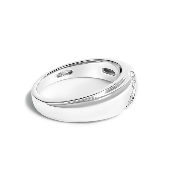 Anillo de banda para hombre de 3 piedras con diamantes de 1/6 ct. p.t. en plata de ley, foto 2