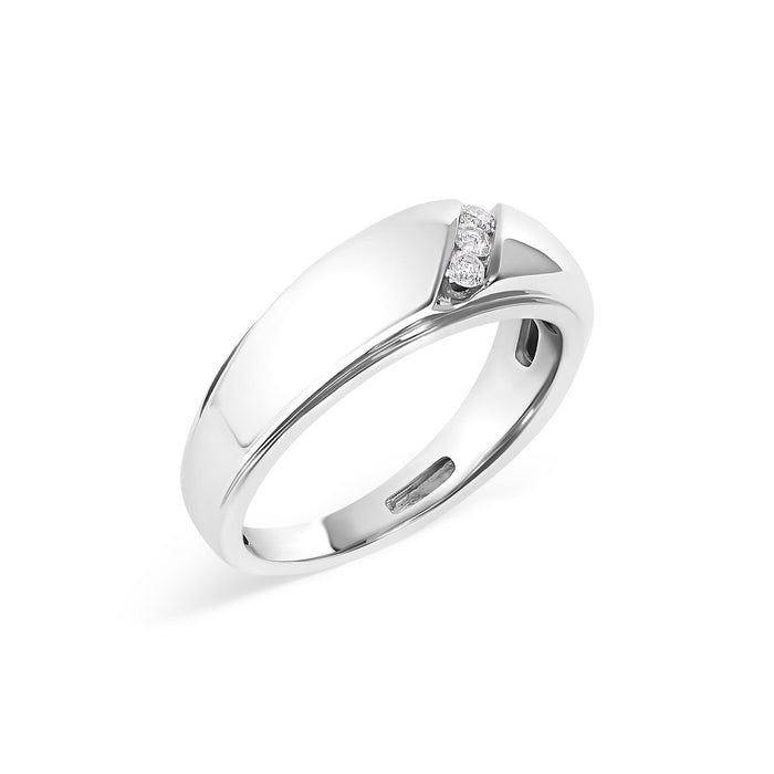 Anillo de banda para hombre de 3 piedras con diamantes de 1/6 ct. p.t. en plata de ley, foto 4