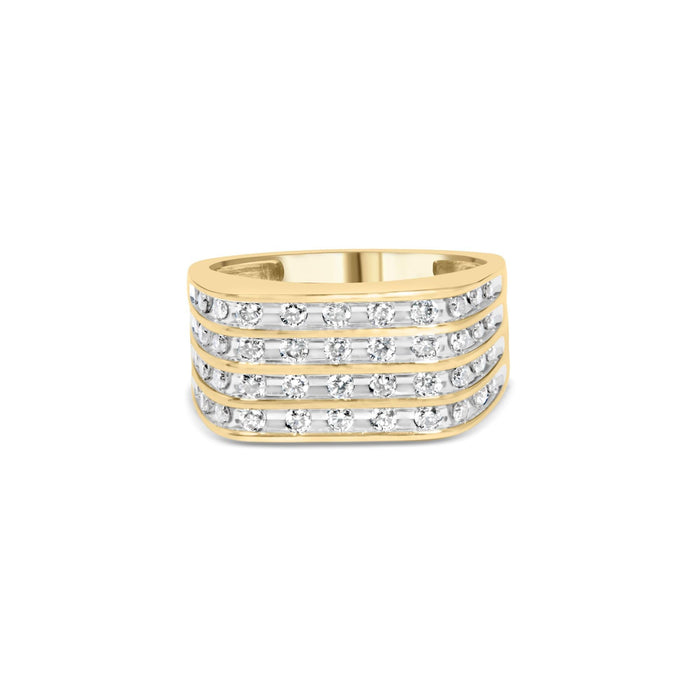1 Ct. T.W. Diamond Multi Row Mens Ring Band in 10K Yellow Gold, photo 5