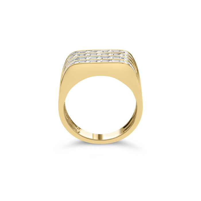 1 Ct. T.W. Diamond Multi Row Mens Ring Band in 10K Yellow Gold, photo 2