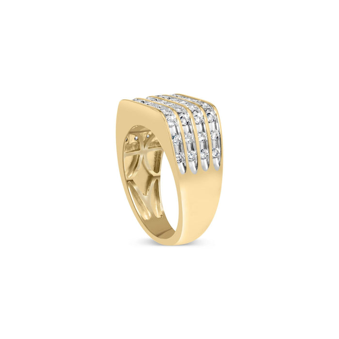 1 Ct. T.W. Diamond Multi Row Mens Ring Band in 10K Yellow Gold, photo 4