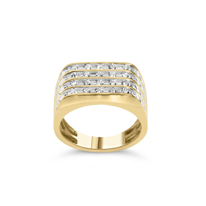 1 Ct. T.W. Diamond Multi Row Mens Ring Band in 10K Yellow Gold, photo 1