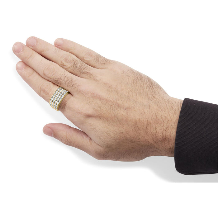1 Ct. T.W. Diamond Multi Row Mens Ring Band in 10K Yellow Gold, photo 3