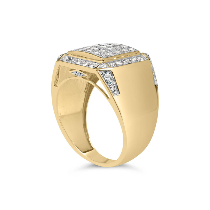 Anillo de banda de cóctel en racimo para hombre con diamantes de 2 1/8 ct. p.t. en oro amarillo de 10K, foto 4
