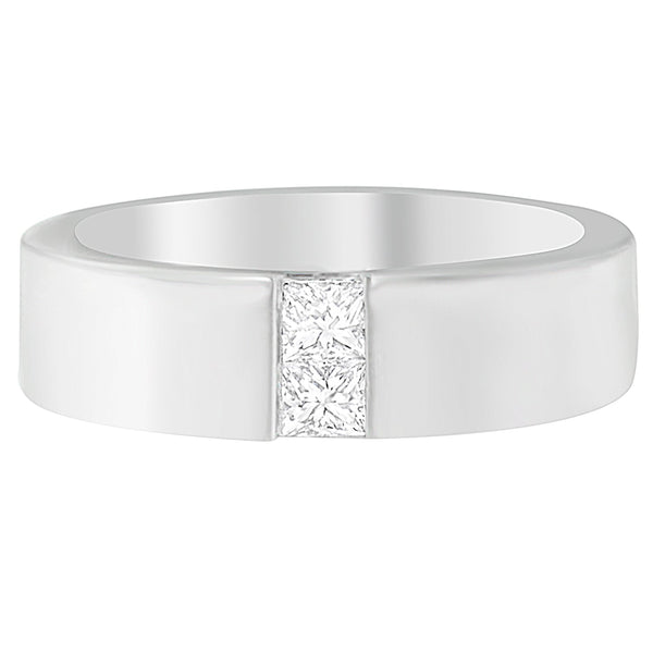 Anillo de banda de canal para hombre con diamantes de 1/4 ct. p.t. en oro blanco de 14K, foto 1