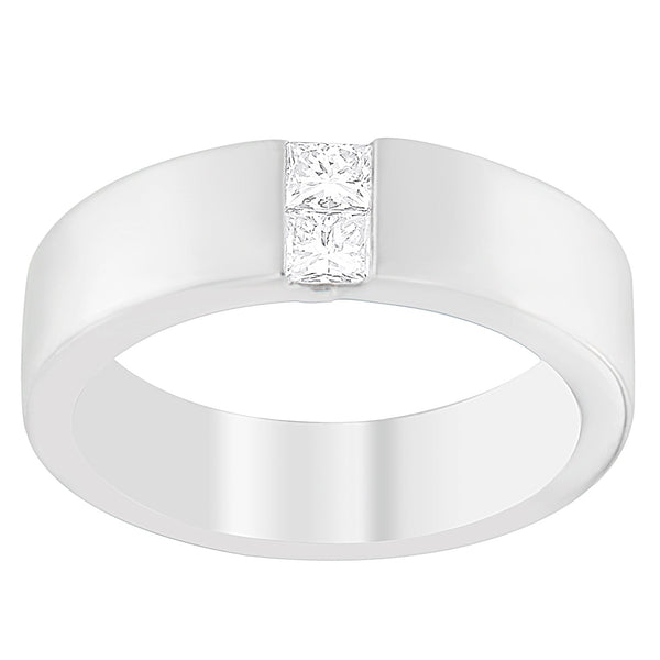 Anillo de banda de canal para hombre con diamantes de 1/4 ct. p.t. en oro blanco de 14K, foto 2