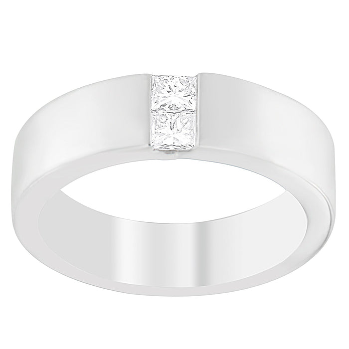 Anillo de banda de canal para hombre con diamantes de 1/4 ct. p.t. en oro blanco de 14K, foto 2